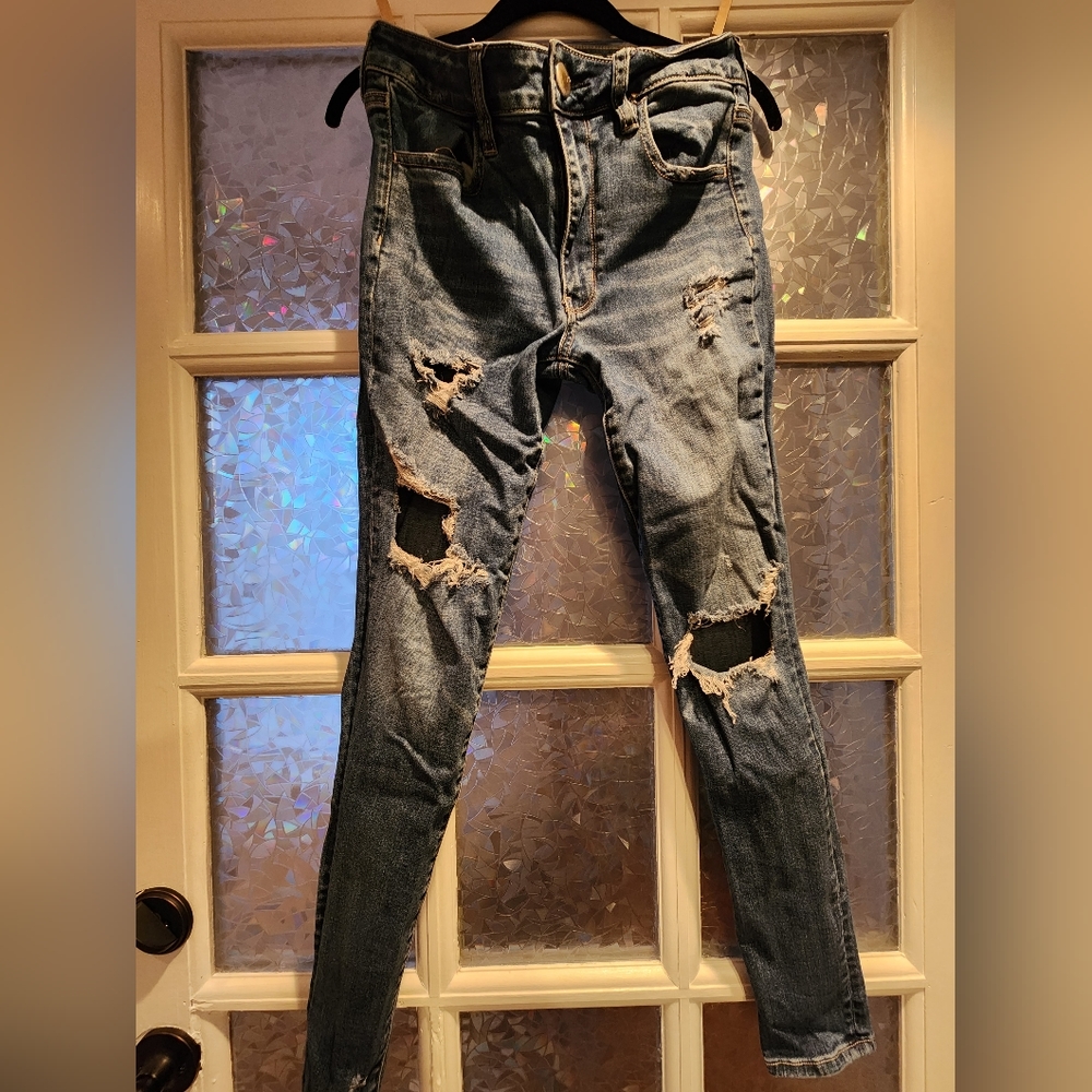 American Eagle Outfitters AEO DENIM Hi-rise Distressed Jeggings